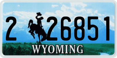 WY license plate 226851