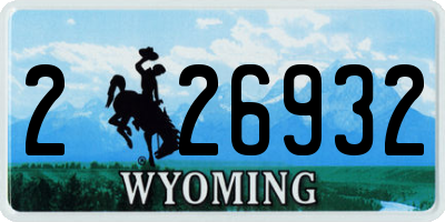 WY license plate 226932