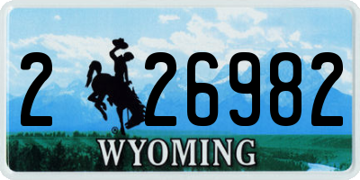 WY license plate 226982