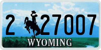 WY license plate 227007