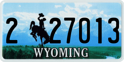 WY license plate 227013