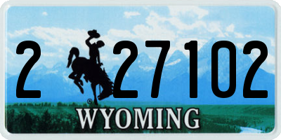 WY license plate 227102