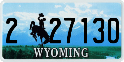 WY license plate 227130
