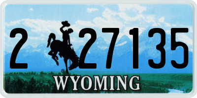 WY license plate 227135