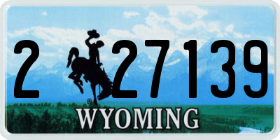 WY license plate 227139