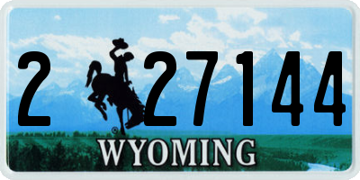 WY license plate 227144