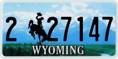 WY license plate 227147