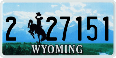WY license plate 227151