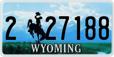 WY license plate 227188