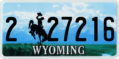 WY license plate 227216