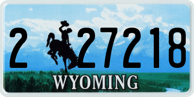 WY license plate 227218