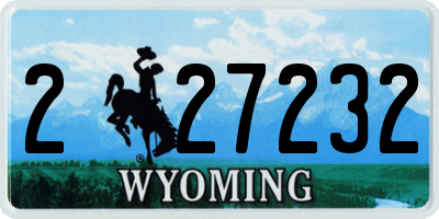 WY license plate 227232