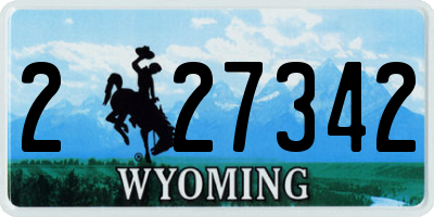 WY license plate 227342