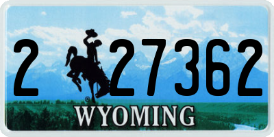 WY license plate 227362