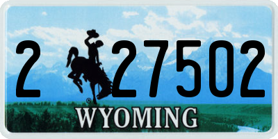 WY license plate 227502