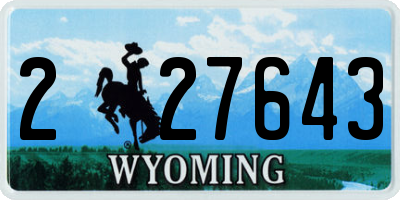 WY license plate 227643