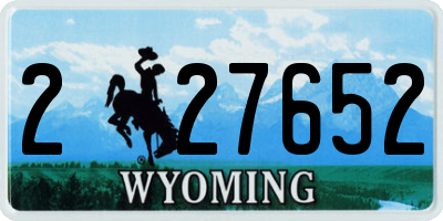 WY license plate 227652