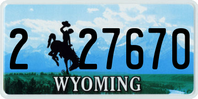 WY license plate 227670