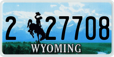 WY license plate 227708