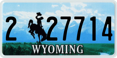 WY license plate 227714
