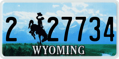 WY license plate 227734
