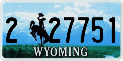 WY license plate 227751