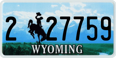 WY license plate 227759