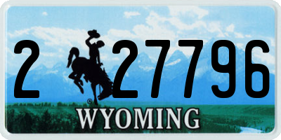 WY license plate 227796
