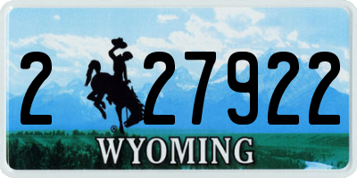 WY license plate 227922