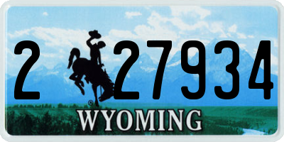 WY license plate 227934