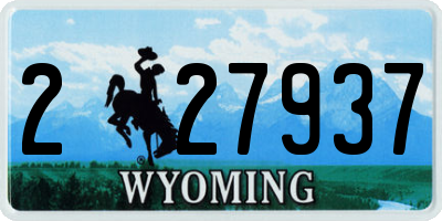 WY license plate 227937