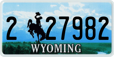 WY license plate 227982