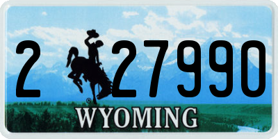 WY license plate 227990