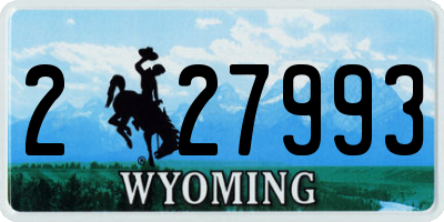 WY license plate 227993