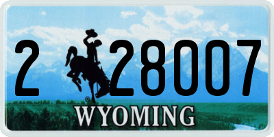 WY license plate 228007