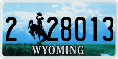 WY license plate 228013