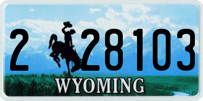 WY license plate 228103