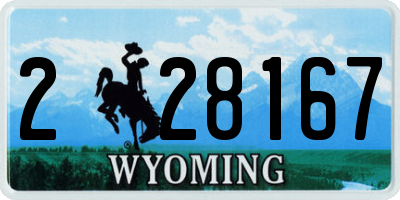 WY license plate 228167