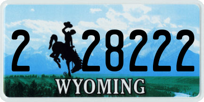 WY license plate 228222
