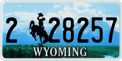 WY license plate 228257