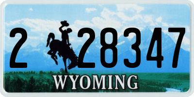 WY license plate 228347