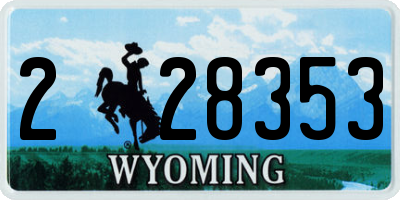 WY license plate 228353