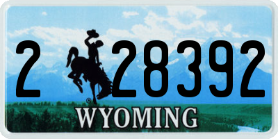 WY license plate 228392