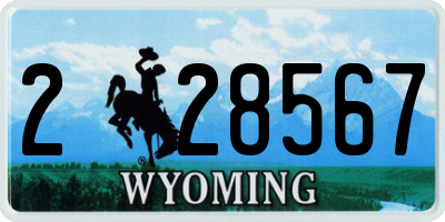 WY license plate 228567