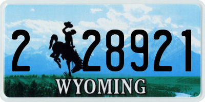 WY license plate 228921