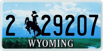 WY license plate 229207