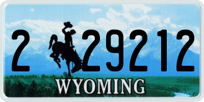 WY license plate 229212