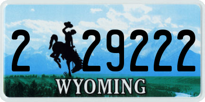 WY license plate 229222