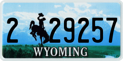 WY license plate 229257