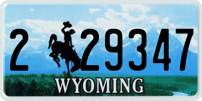 WY license plate 229347